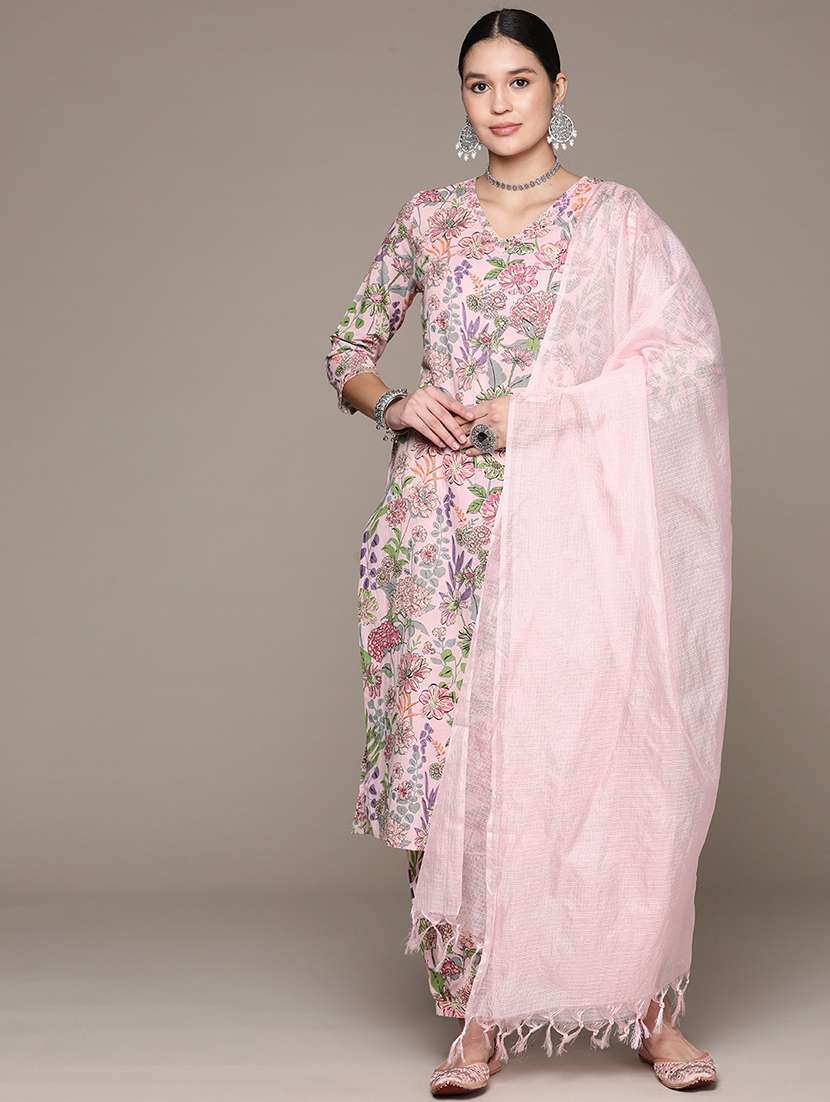 women three quarter sleeve kurta salwar with dupatta set - 21225112 - Zoom Image - 0