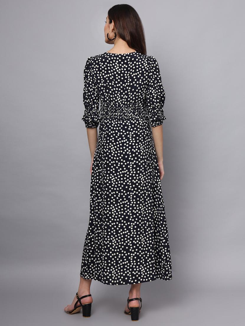 women polka doted puff sleeves a-line dress - 21225159 - Standard Image - 2