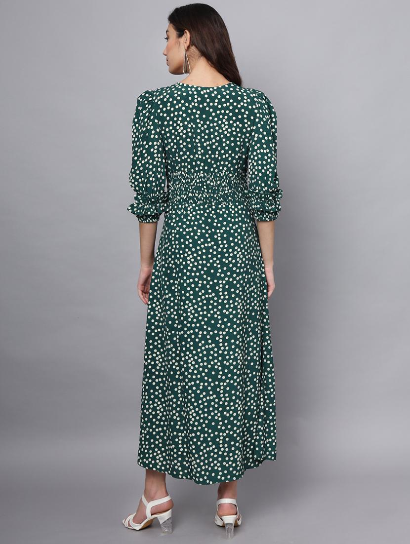 women polka doted puff sleeves a-line dress - 21225160 - Standard Image - 2