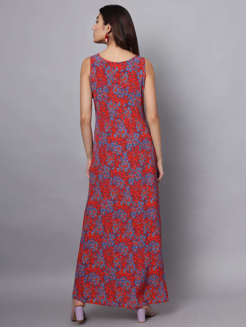 women printed sleeveless a-line dress - 21225162 - Standard Image - 2