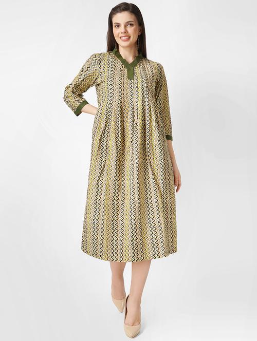 green cotton a-line dress - 21225174 - Standard Image - 0