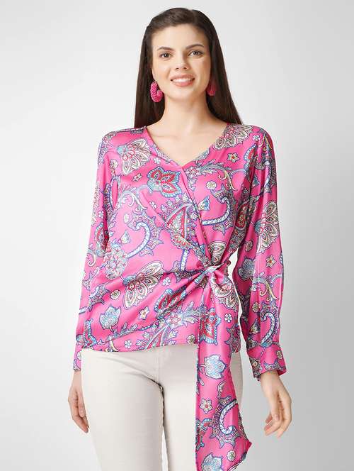 women paisley printed wrap top - 21225177 - Standard Image - 0