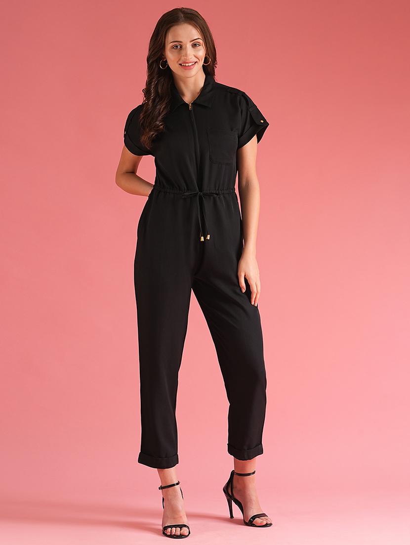 women solid collared jumpsuit - 21225180 - Zoom Image - 0