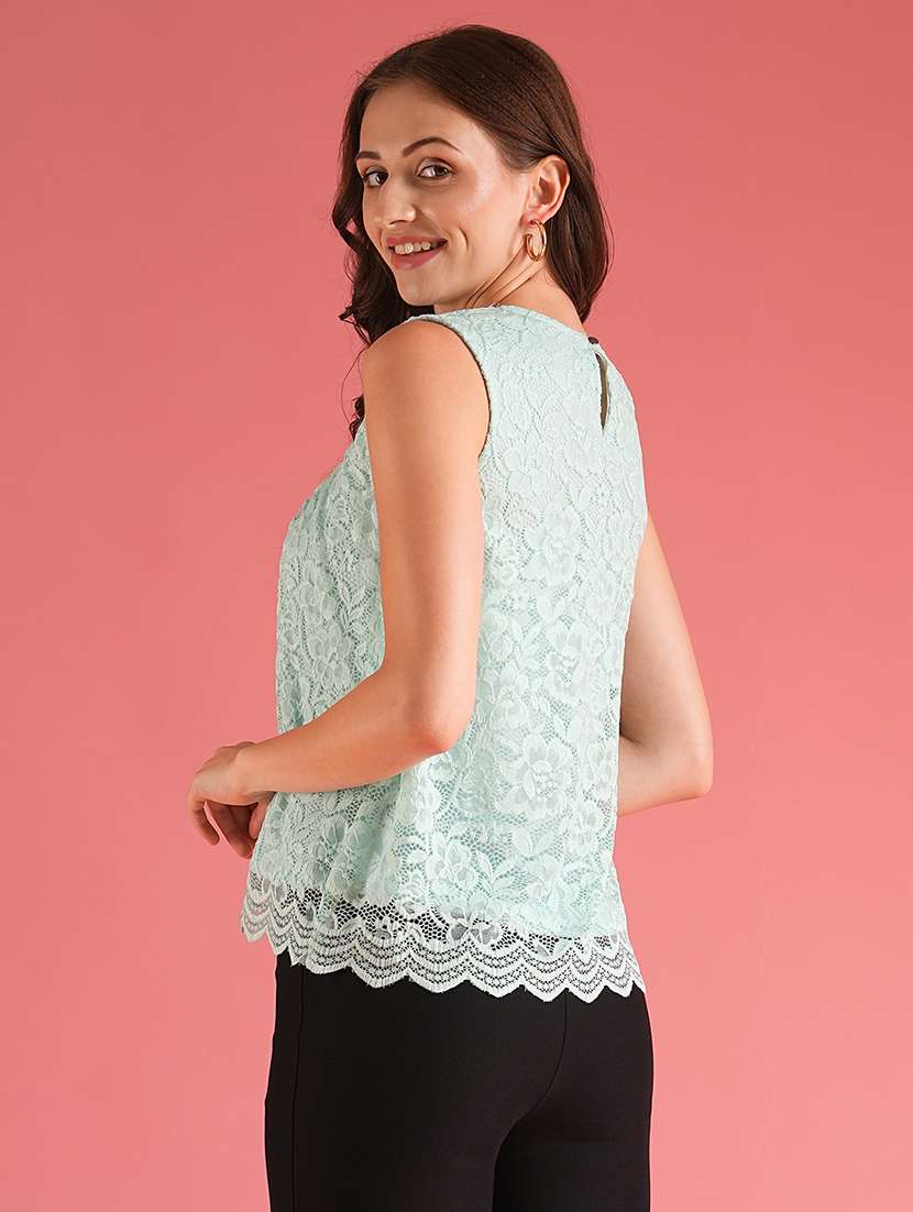 women lace detailed sleeveless a-line top - 21225190 -  Standard Image - 2