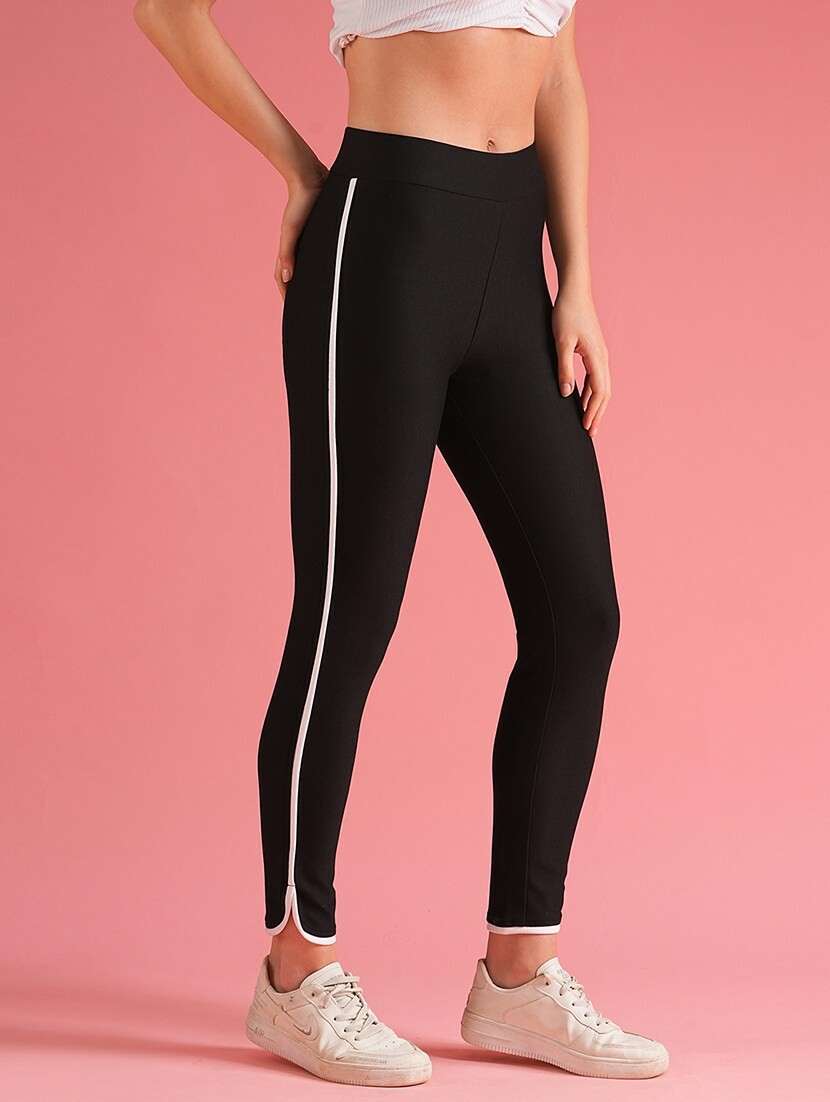 globus women black skinny fit high-rise sports treggings - 21225815 - Standard Image - 2