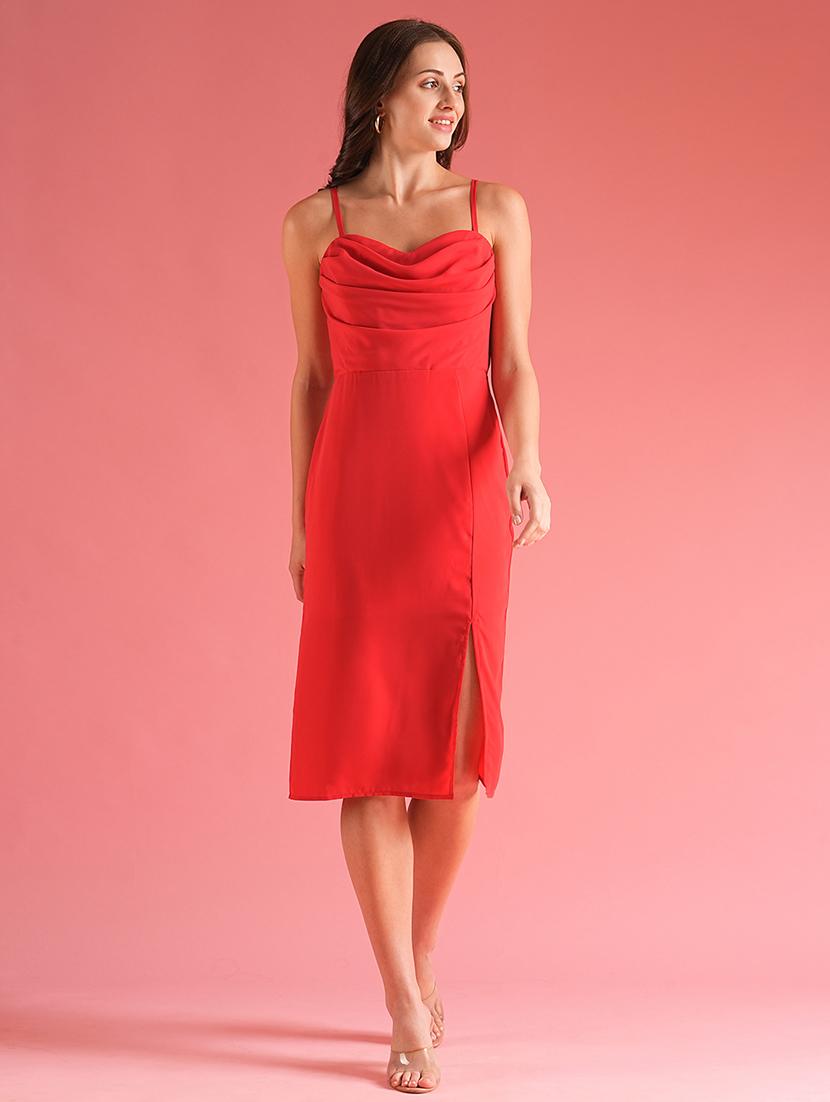 globus women red straight strappy shoulder sheath party dress - 21225838 -  Zoom Image - 0