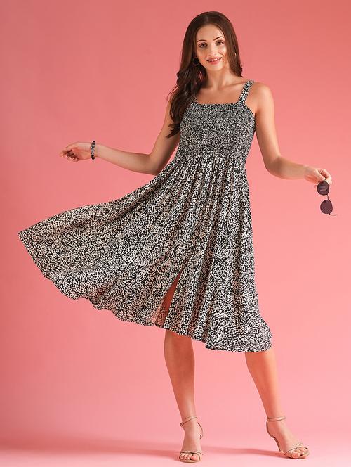 women printed sleeveless fit & flare dress - 21225844 -  Standard Image - 0