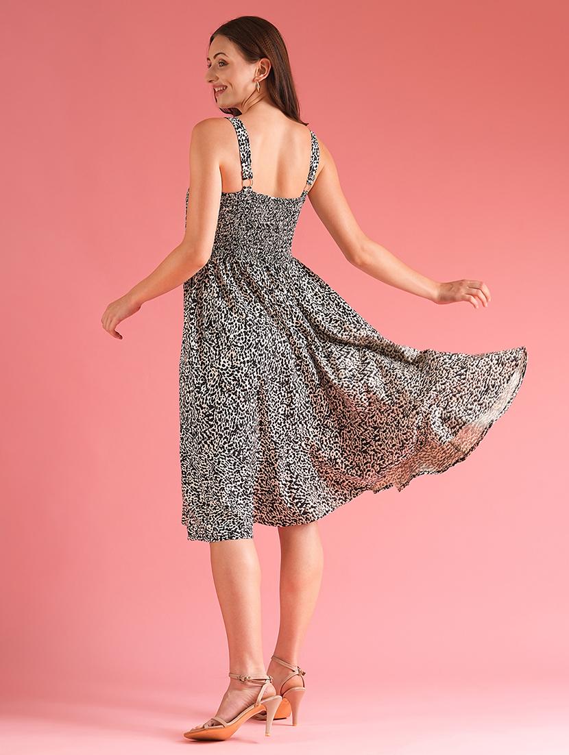 women printed sleeveless fit & flare dress - 21225844 - Standard Image - 2