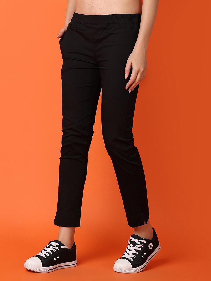 women black cotton cigarette pants - 21226874 - Standard Image - 2