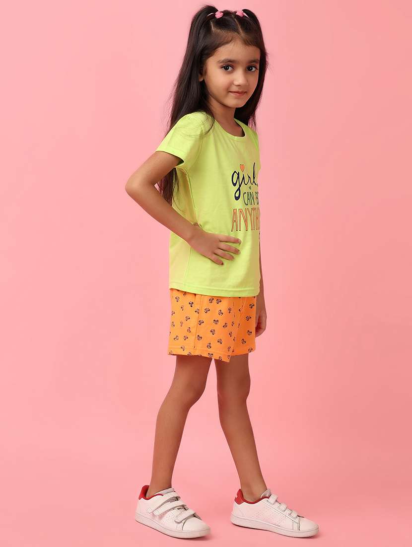 girls green cotton top & shorts set - 21226911 -  Standard Image - 2