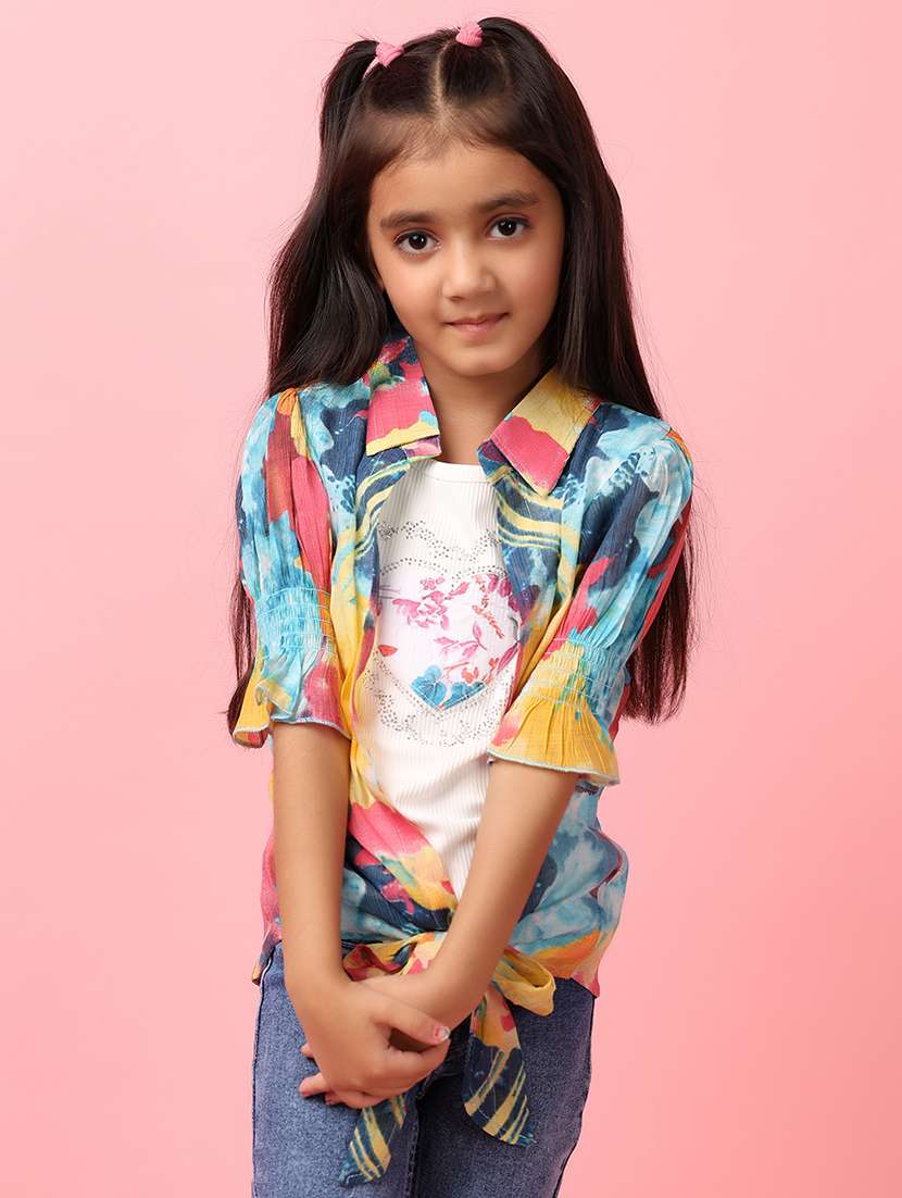 girls white cotton top with jacket