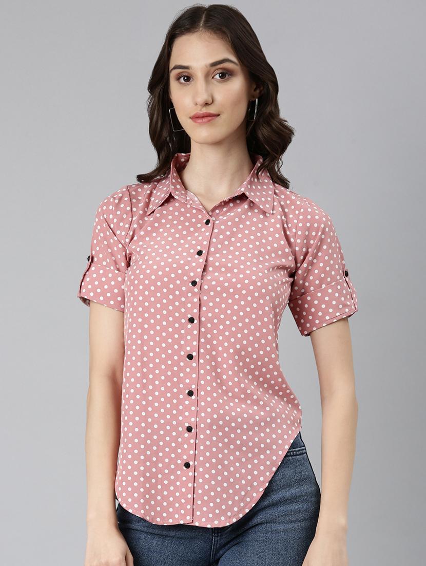women pink crepe regular shirt - 21227083 - Standard Image - 2