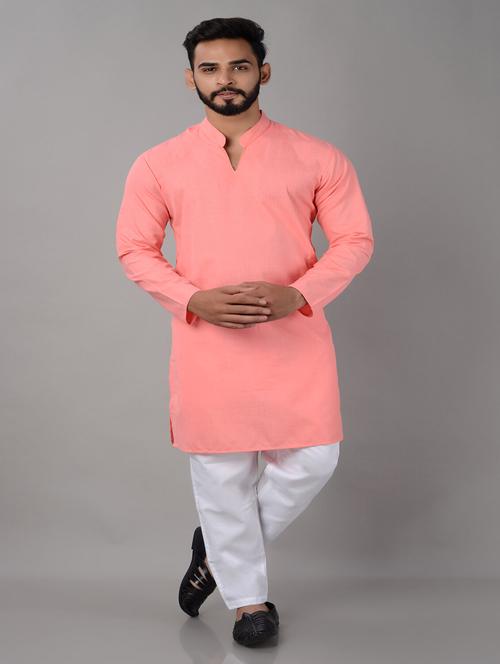 pink cotton long  kurta - 21227096 -  Standard Image - 0