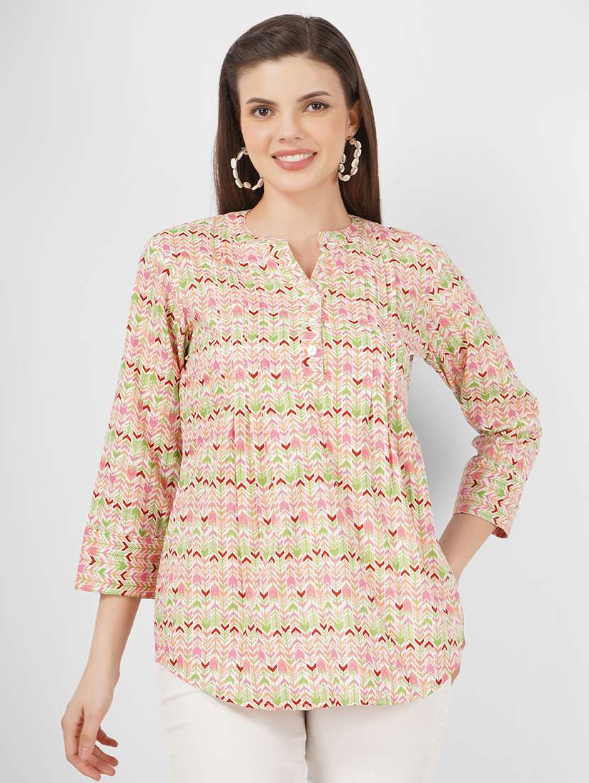women printed a-line top