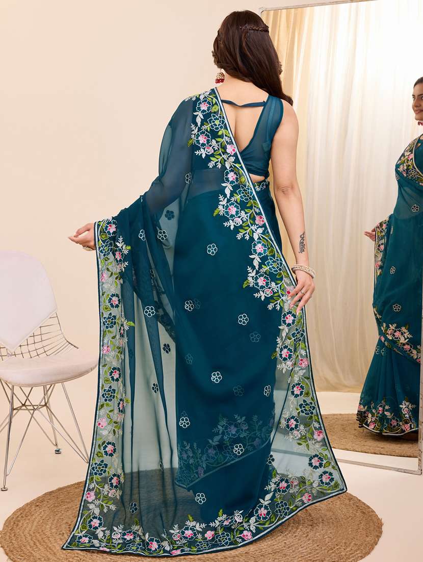 women embroidered saree with blouse - 21227190 -  Standard Image - 2