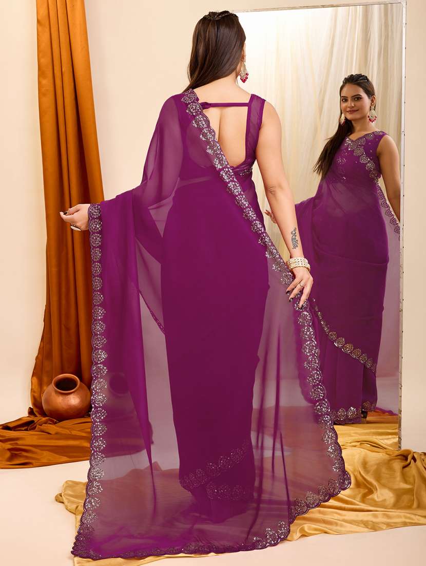 women sequined work saree with blouse - 21227241 -  Standard Image - 2