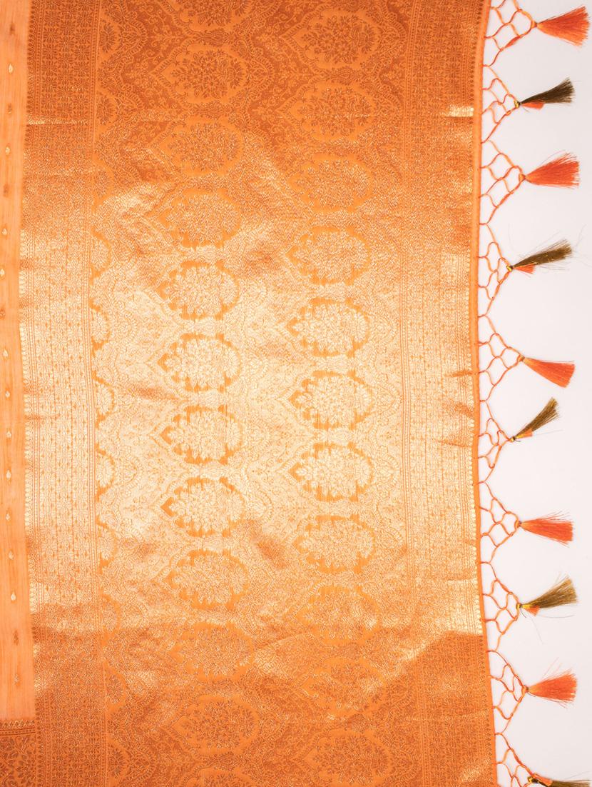 orange art silk banarasi saree with blouse - 21227576 - Standard Image - 2