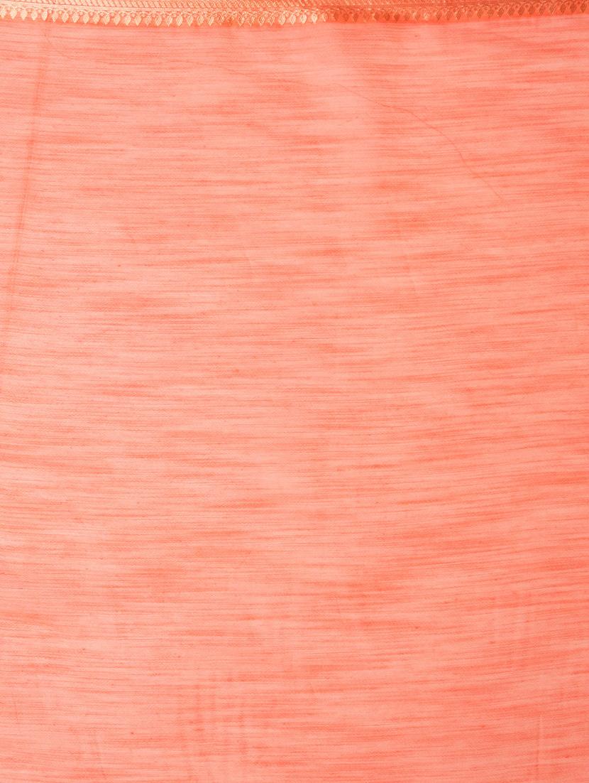 coral banarasi saree with blouse - 21227598 - Standard Image - 2