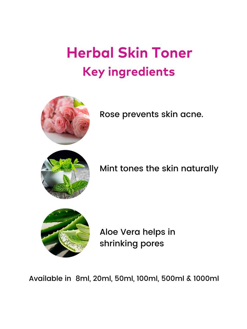 rosa naturals 100 % pure rose,aloevera & mint skin toner for face glowing & radiance skin -500ml - 21227799 -  Standard Image - 2