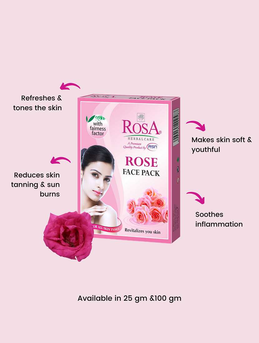 rosa rose face pack with sandal i glowing & tones up skin i herbal ingredient i pack of 3-100gm each - 21227811 -  Standard Image - 2