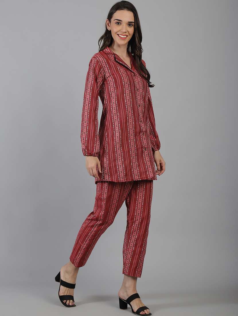 women printed shirt and trouser co-ord set - 21227881 -  Standard Image - 2