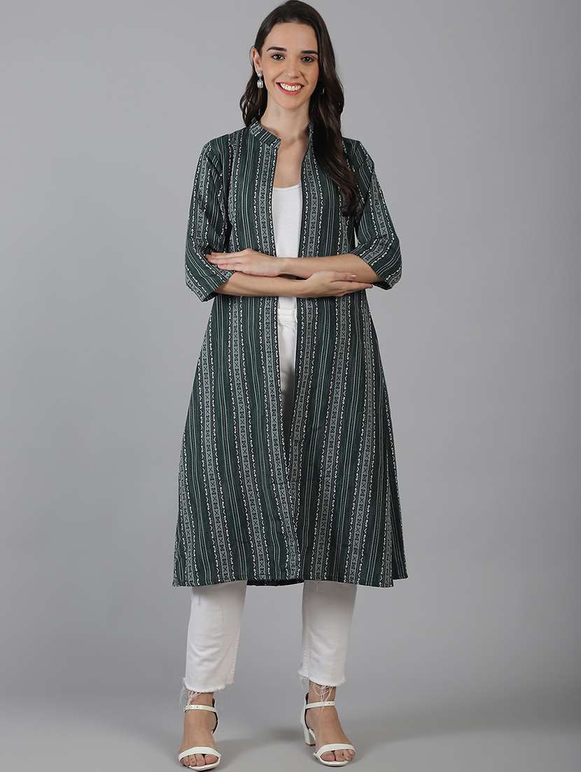 women three quarter sleeve printed shrug