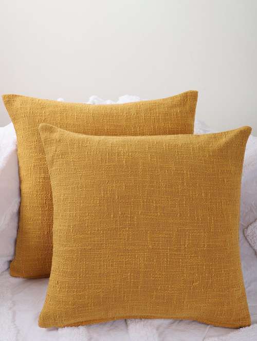 yellow decorative textured cotton cushion cover - 21228924 - Standard Image - 0