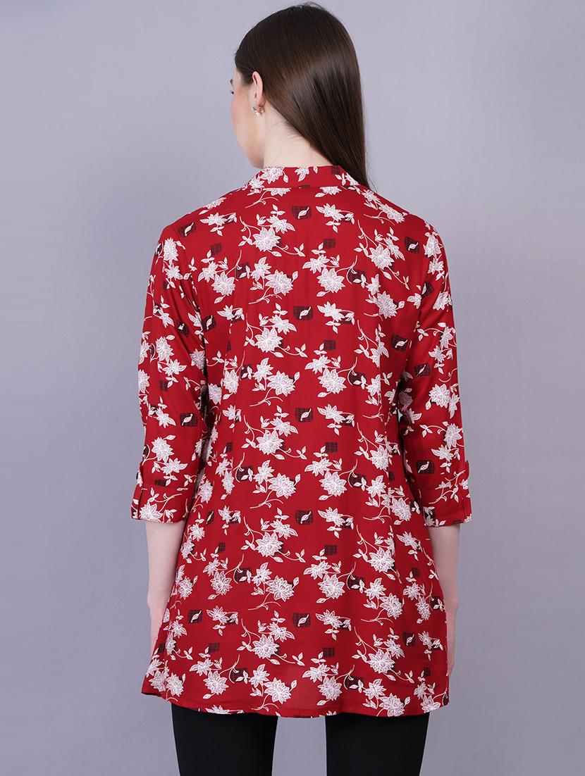 maroon rayon regular kurti - 21229105 - Standard Image - 2