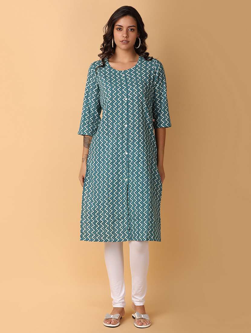 women three quarter sleeve a-line kurta