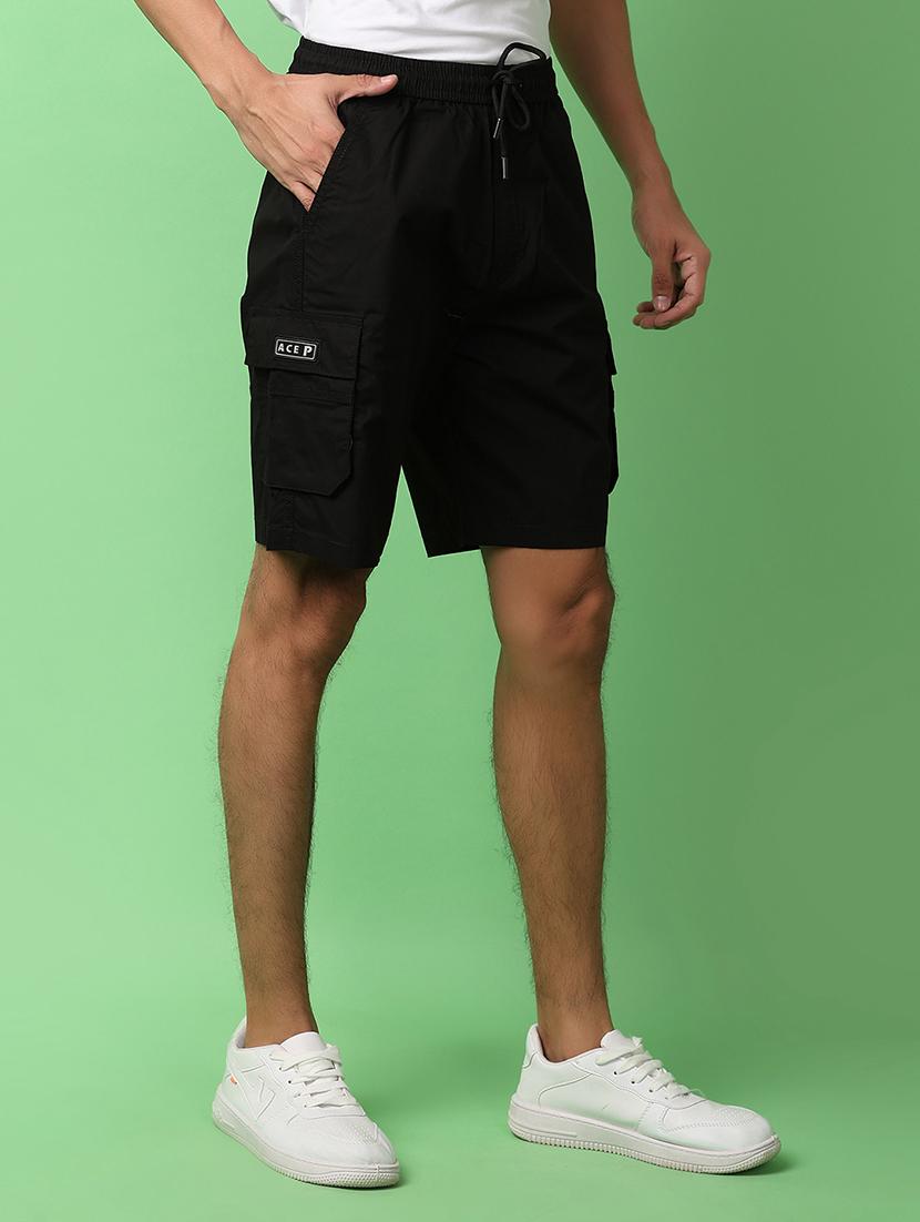 men mid rise solid cargo shorts - 21230240 - Standard Image - 2