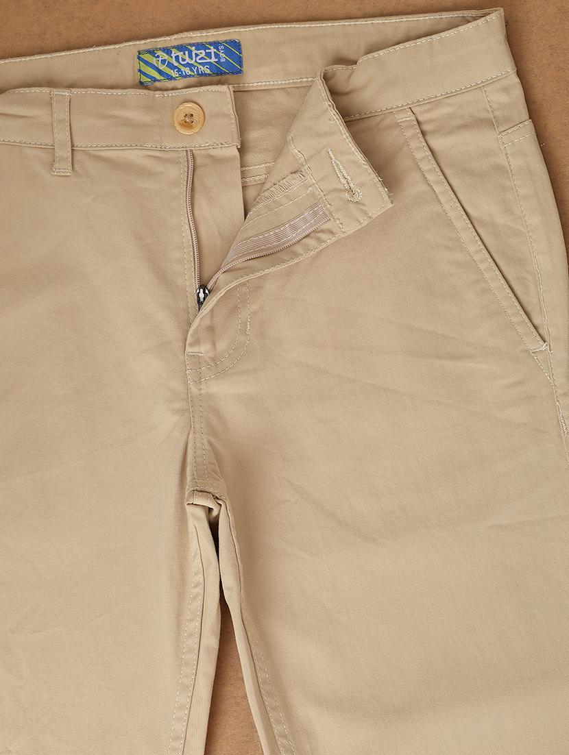 kids beige solid chinos trouser - 21230336 - Standard Image - 2