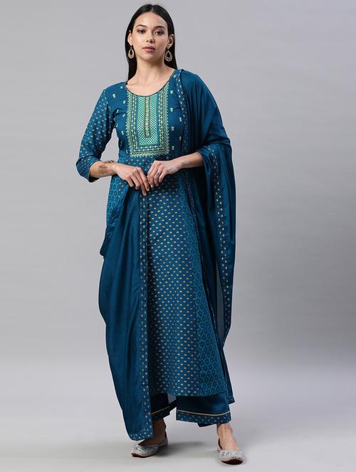 women three quarter sleeve suit set - 21230439 -  Standard Image - 0