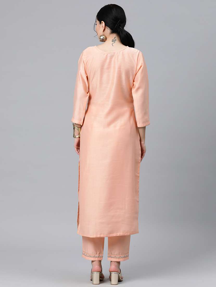 women round neck kurta pant set - 21230469 - Standard Image - 2