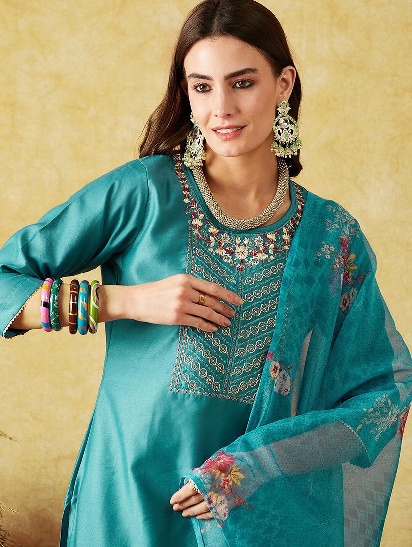 women three quarter sleeve suit set - 21230484 - Standard Image - 2