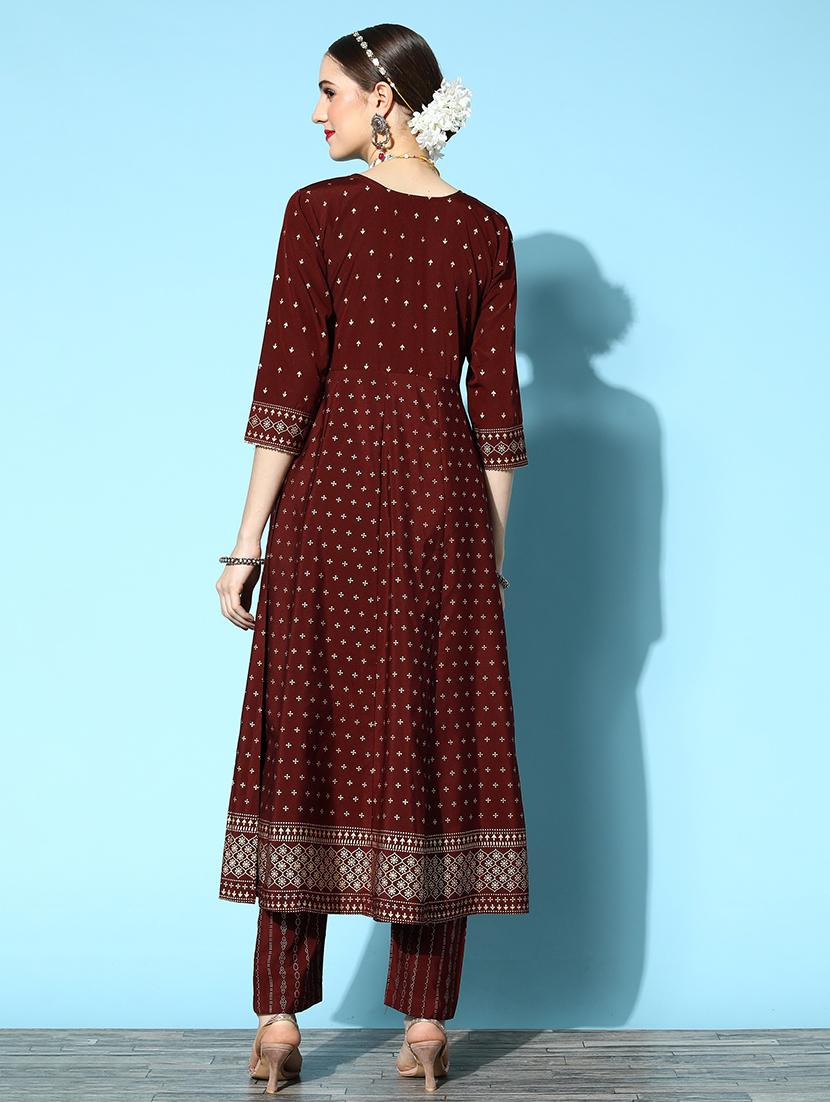 women round neck kurta pant set - 21230561 - Standard Image - 2