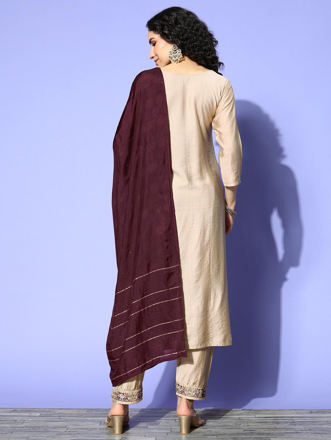 women kurta pant set with dupatta - 21230659 - Standard Image - 2