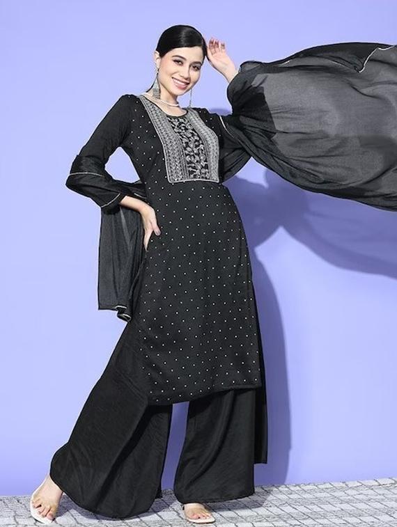 women kurta palazzo set with dupatta - 21230667 - Standard Image - 2