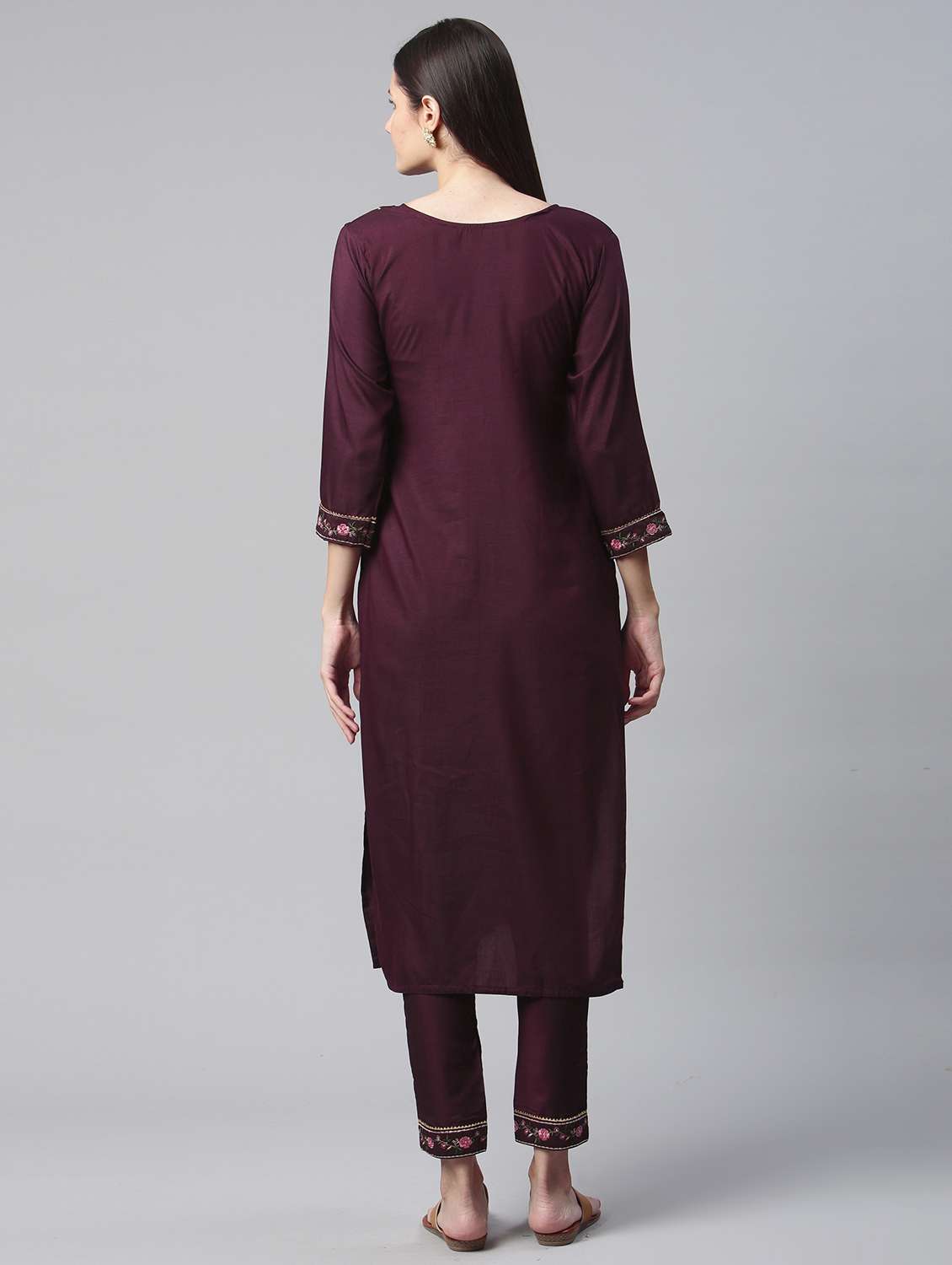 women three quarter sleeve kurta pant set - 21230808 - Standard Image - 2