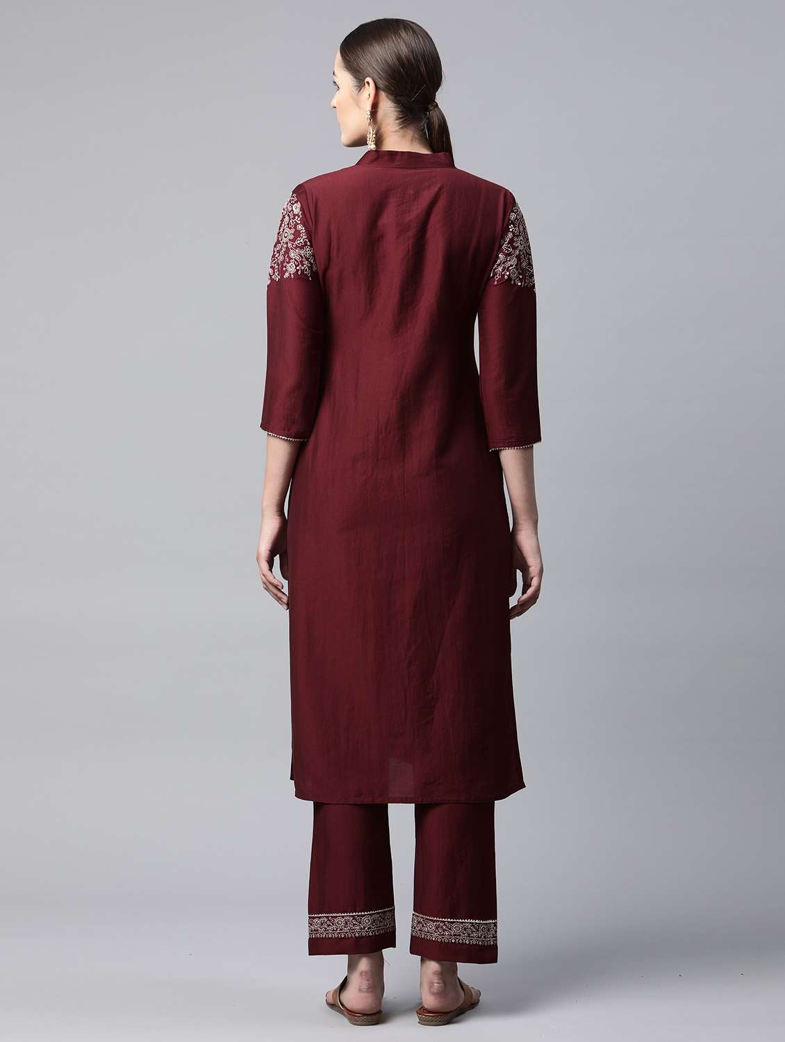 women round neck kurta pant set - 21230826 - Standard Image - 2