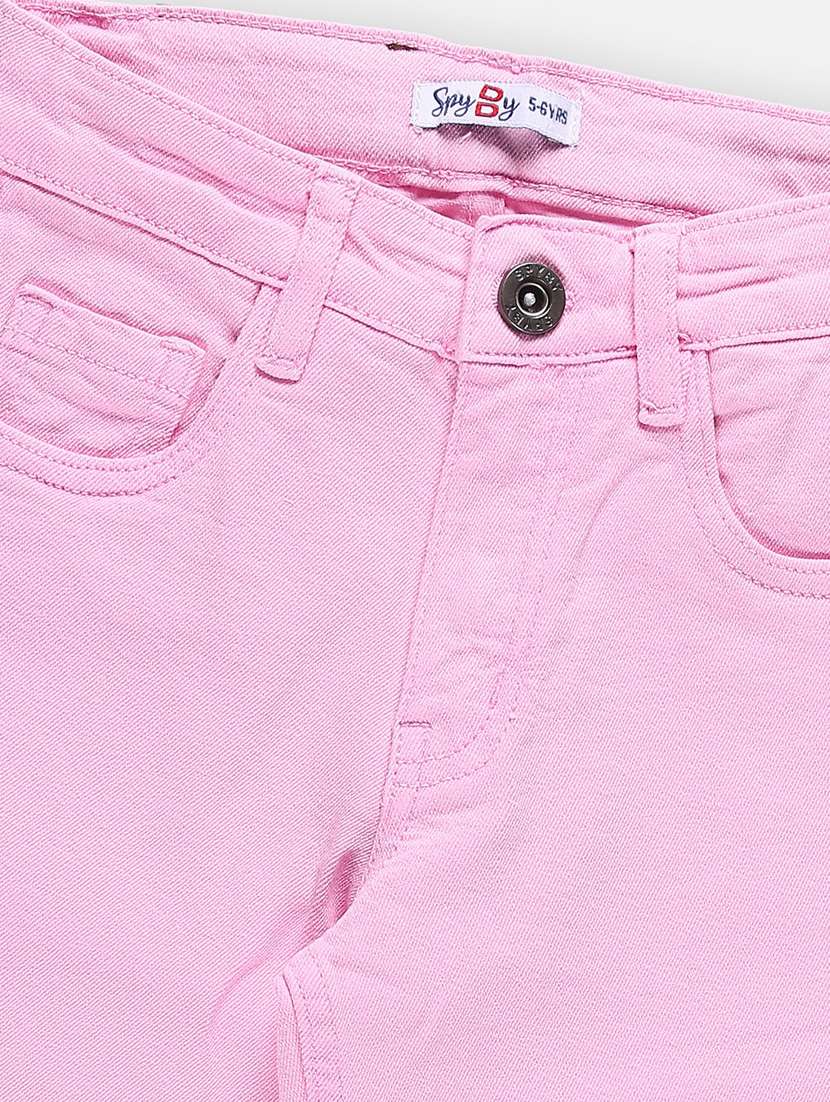 girls pink denim plain jean - 21231158 -  Standard Image - 2