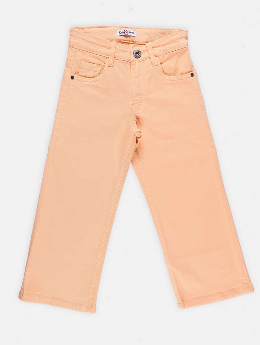 girls peach denim plain jean