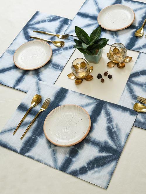 ratan cart blue & grey cotton printed 13x19 inch placemat set of 6 - 21231164 -  Standard Image - 0