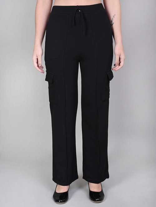 black cotton blend cargo trouser - 21231171 - Standard Image - 0