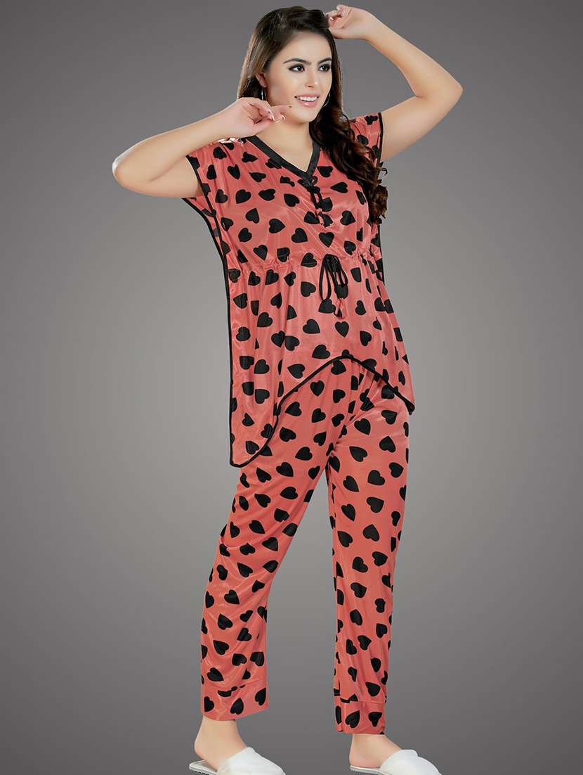 women printed pyjama nightwear set - 21231308 - Standard Image - 2