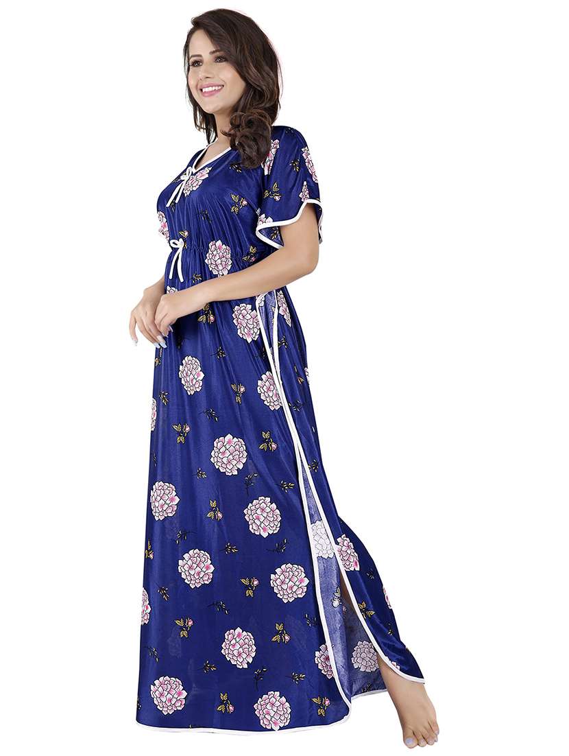women printed satin nighty - 21231459 - Standard Image - 2