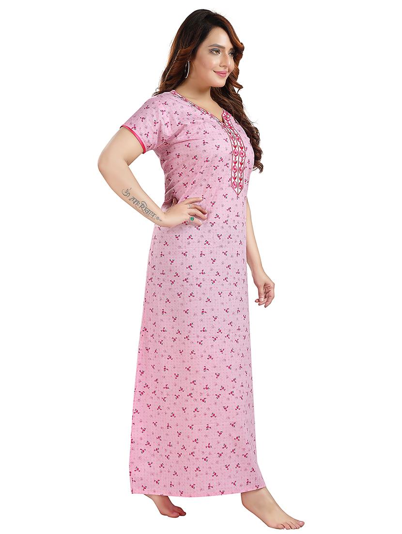 women printed cotton nighty - 21231592 - Standard Image - 2