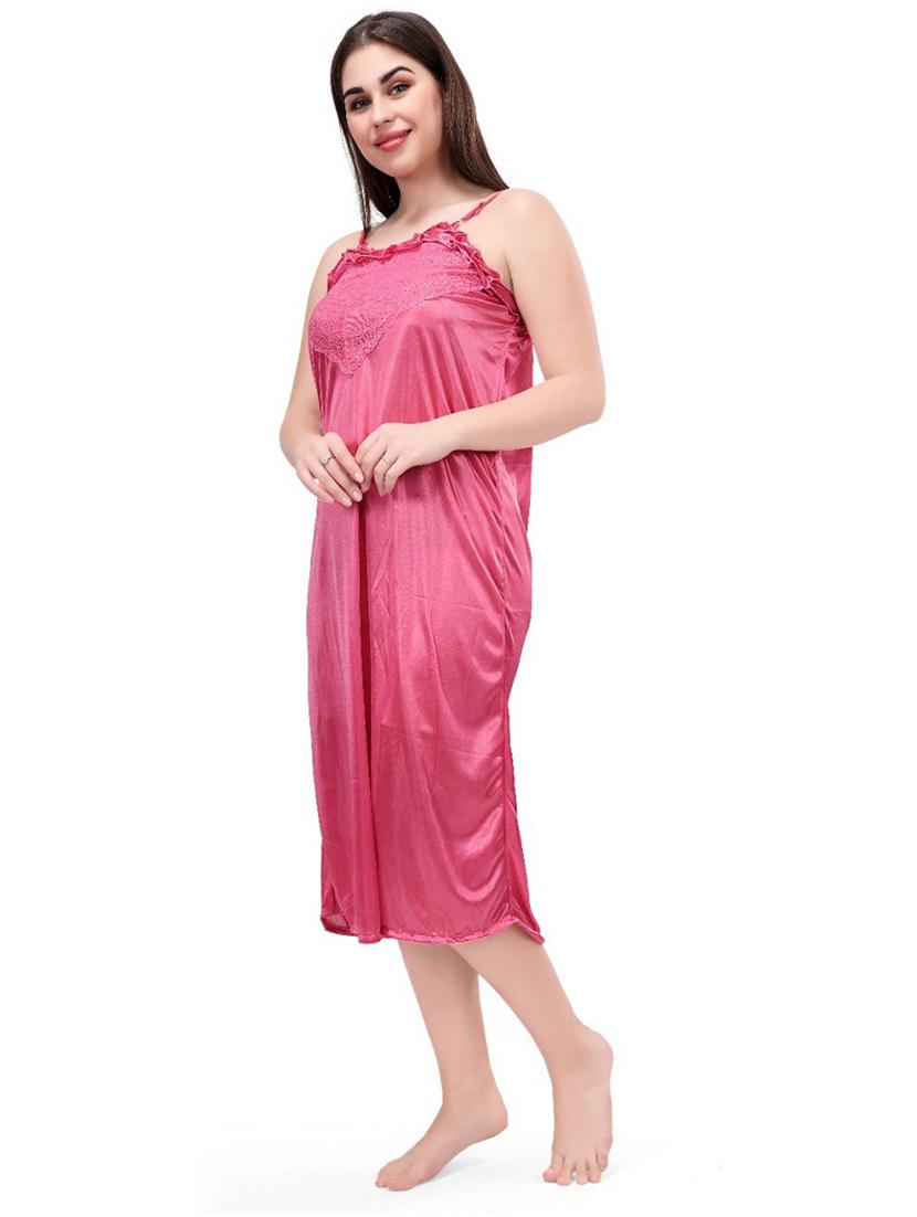 women solid satin nighty combo - 21231671 - Standard Image - 2
