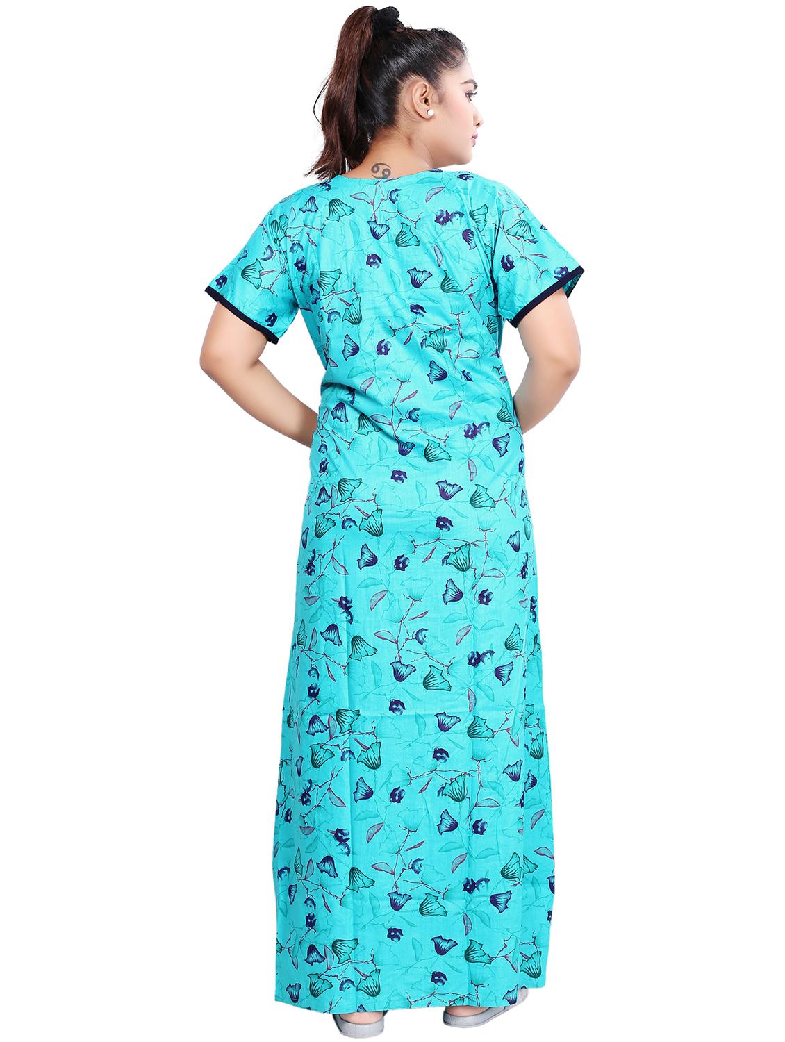light blue printed satin nighty - 21231766 - Standard Image - 2