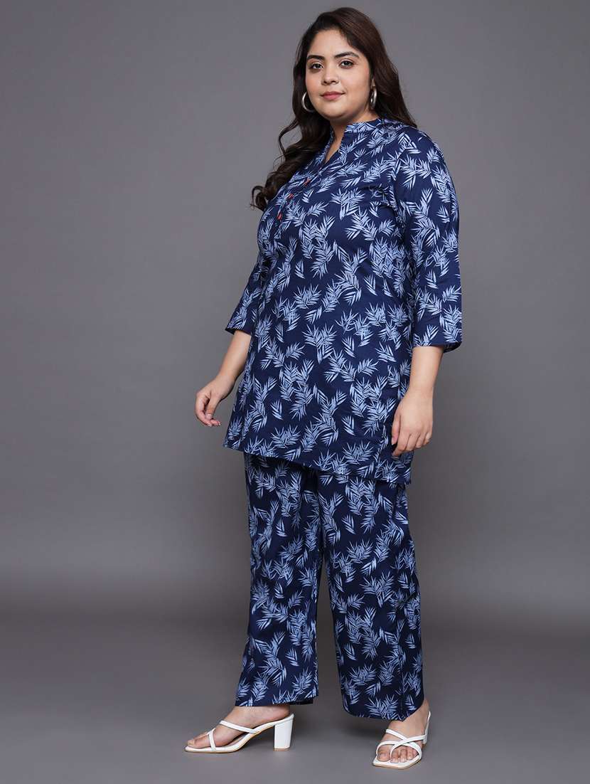 women blue printed co-ord set - 21231777 - Standard Image - 2