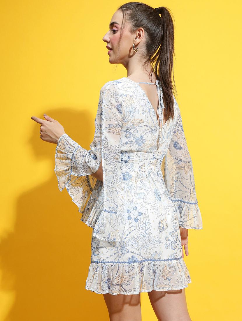 white polyester fit & flare dress - 21231885 - Standard Image - 2